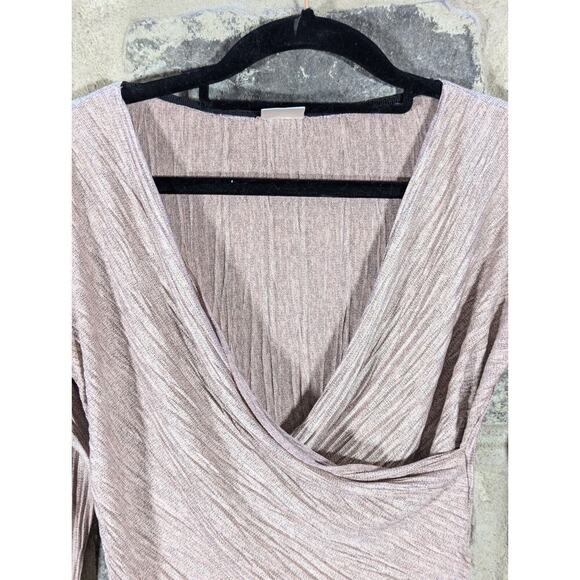 Zara W/B Collection Blouse Woman's Medium Pink Crossover Cropped Dusty Rose - Picture 3 of 15